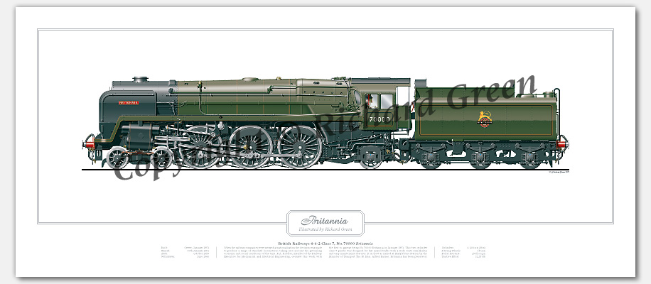 BR Class 7P No. 70000 Britannia (R. A. Riddles) Steam Locomotive Print