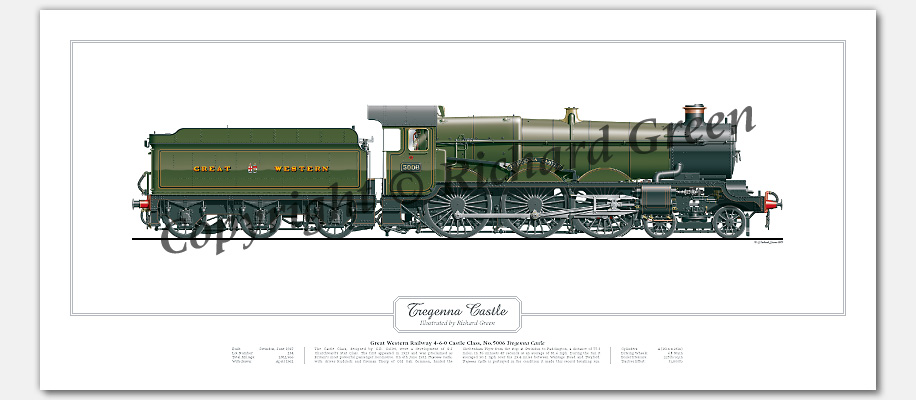 GWR Castle Class 5006 Tregenna Castle (C B Collett) Steam Locomotive Print