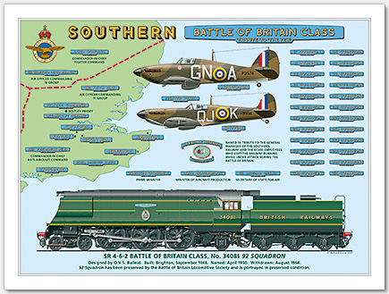 Bulleid Battle of Britain Print – No.34081 92 Squadron