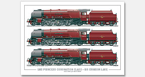 LMS 4-6-2 Princess Coronation (Duchess) Class – BR Crimson Lake, No. 46244 King George VI (1958), No. 46229 Duchess of Hamilton (1961), No. 46251 City of Nottingham (1963)