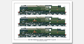 SR/BR 4-6-2 Light Pacific – Rebuilt West Country Class, No. 34039 Boscastle (1959), No. 34009 Lyme Regis (1963), No. 34001 Exeter (1966)