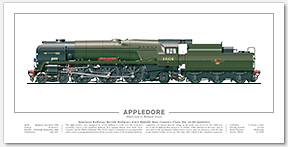 SR/BR Rebuilt West Country (Light Pacific) Class No. 34100 Appledore (O. V. S. Bulleid/R. G. Jarvis) Steam Locomotive Print