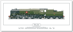 SR/BR Rebuilt Merchant Navy Class No. 35028 Clan Line (O. V. S. Bulleid/R. G. Jarvis) Steam Locomotive Print