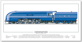 LMS Princess Coronation (Duchess) Class No. 6220 Coronation (W. A. Stanier) Steam Locomotive Print