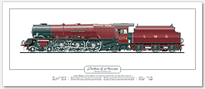 LMS Princess Coronation (Duchess) Class No. 6234 Duchess of Abercorn (W. A. Stanier) Steam Locomotive Print