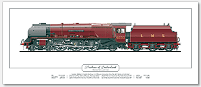 LMS Princess Coronation (Duchess) Class No. 6233 Duchess of Sutherland (W. A. Stanier) Steam Locomotive Print