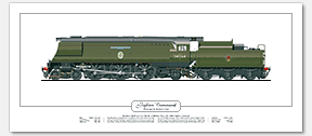 SR Battle of Britain (Light Pacific) Class No. 34064 Fighter Command (O. V. S. Bulleid) Steam Locomotive Print