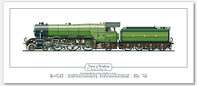 GNR A1 Class No. 1470 Great Northern (H. N. Gresley) Steam Locomotive Print