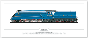LNER A4 Class No. 4468 Mallard (H. N. Gresley) Steam Locomotive Print