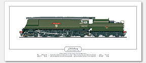 SR West Country (Light Pacific) Class No. 34002 Salisbury (O. V. S. Bulleid) Steam Locomotive Print