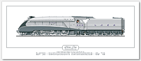 LNER A4 Class No. 2512 Silver Fox (H. N. Gresley) Steam Locomotive Print