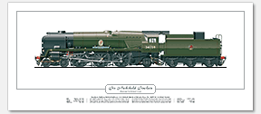 SR/BR Rebuilt Battle of Britain (Light Pacific) Class No. 34059 Sir Archibald Sinclair (O. V. S. Bulleid/R. G. Jarvis) Steam Locomotive Print