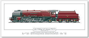 LMS Princess Coronation (Duchess) Class No. 46256 Sir William A. Stanier, F.R.S. (H. G. Ivatt) Steam Locomotive Print