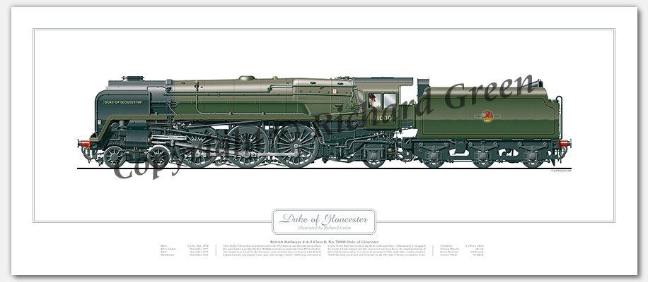 BR Class 8P No. 71000 Duke of Gloucester (R. A. Riddles) Steam Locomotive Print