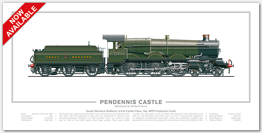 GWR Castle Class 4079 Pendennis Castle (C B Collett) Steam Locomotive Print