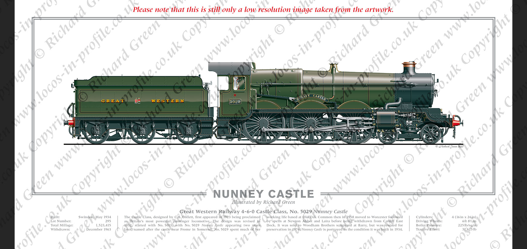 GWR Castle Class No. 5029 Nunney Castle (C. B Collett) Steam Locomotive Print