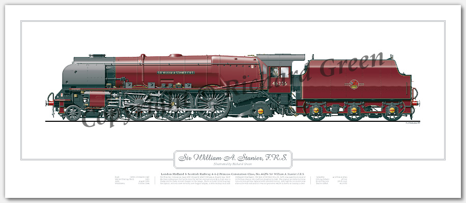 LMS Duchess Class No. 46256 Sir William A. Stanier, F.R.S. (W A Stanier & H G Ivatt) Steam Locomotive Print