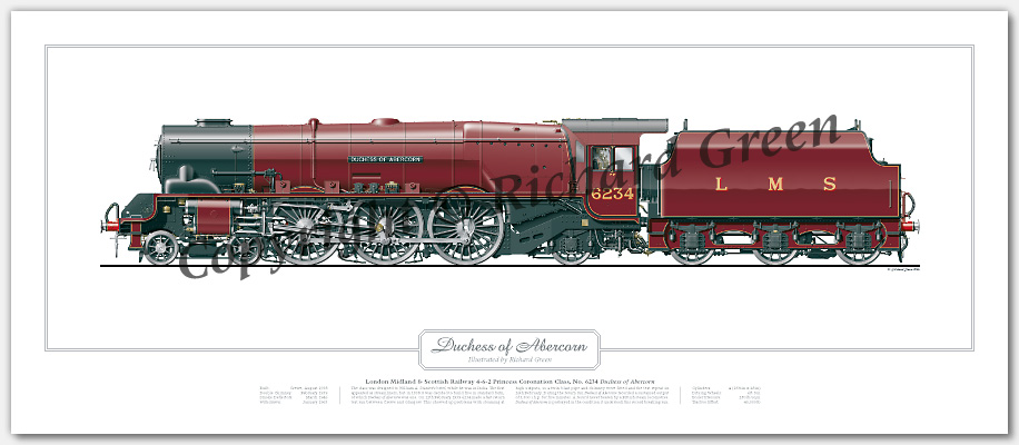 LMS Duchess No. 6234 Duchess of Abercorn (W A Stanier) Steam Locomotive Print