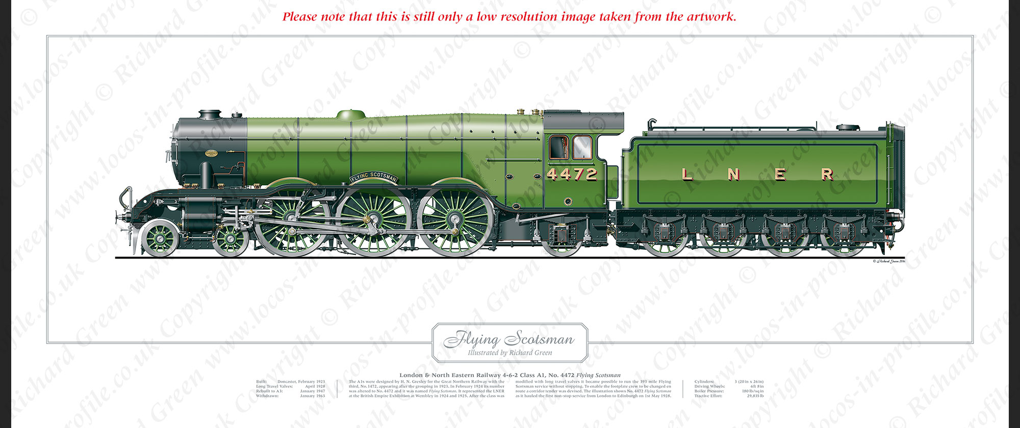 LNER A1 Class No. 4472 Flying Scotsman (H N Gresley) Steam Locomotive Print