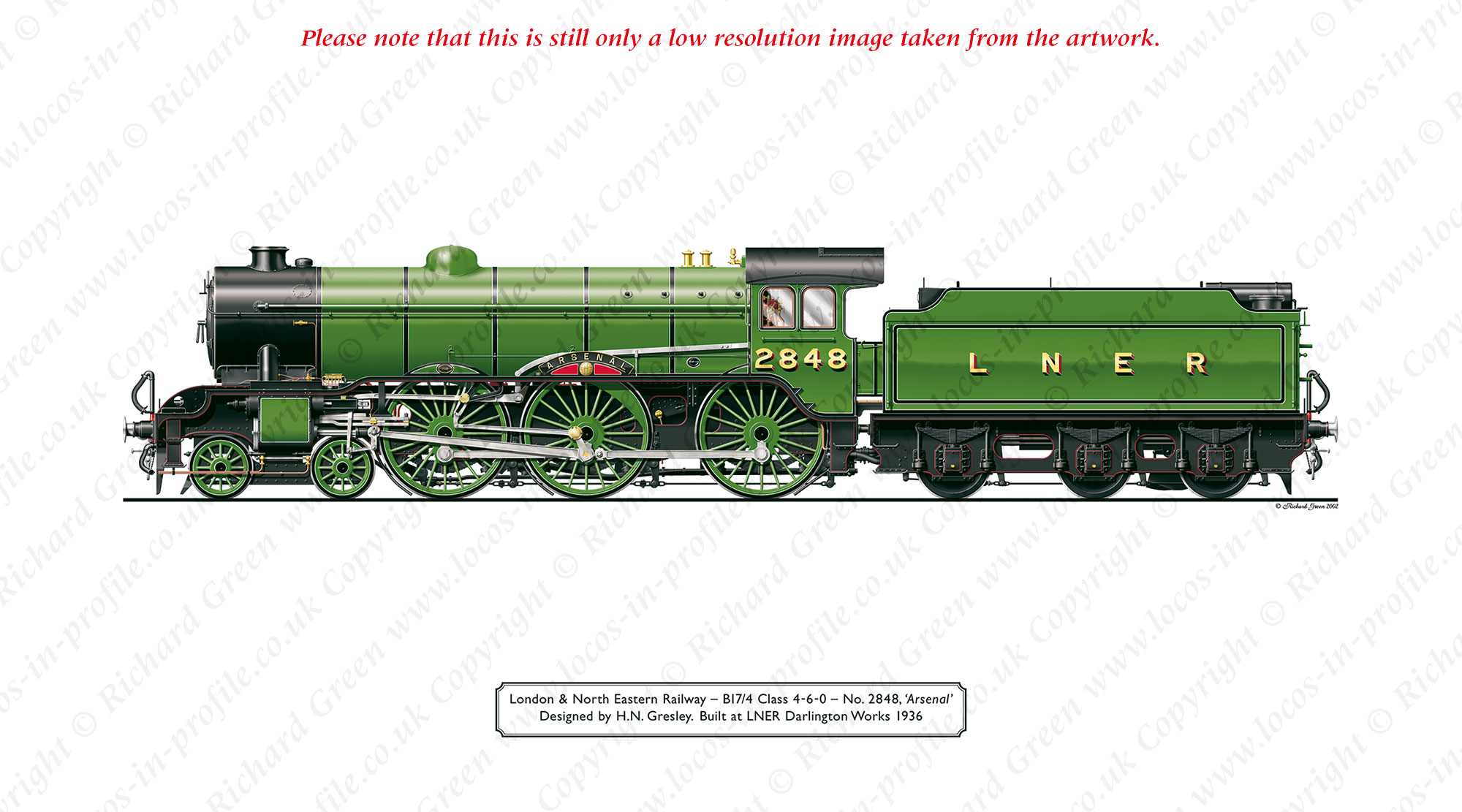 LNER B17/4 Footballer No 2848 (61648) Arsenal (H. N. Gresley) Steam Locomotive Print