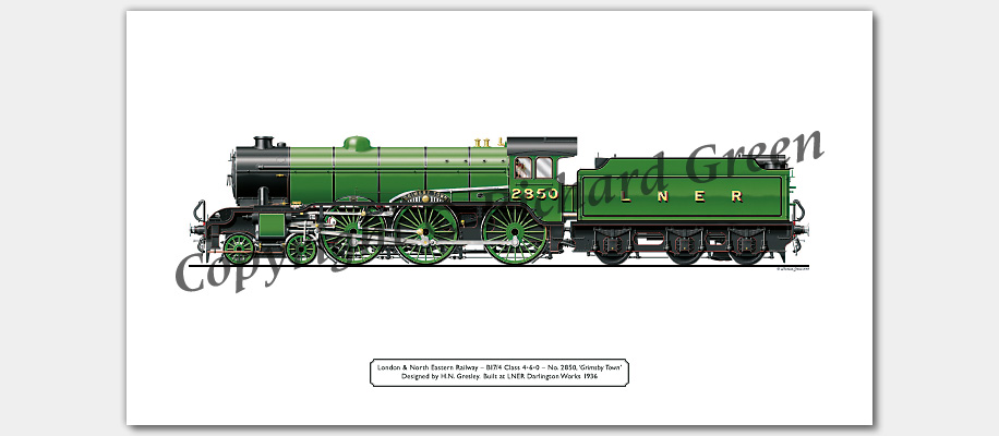 LNER B17/4 Footballer No 2850 (61650) Grimsby Town (H. N. Gresley) Steam Locomotive Print