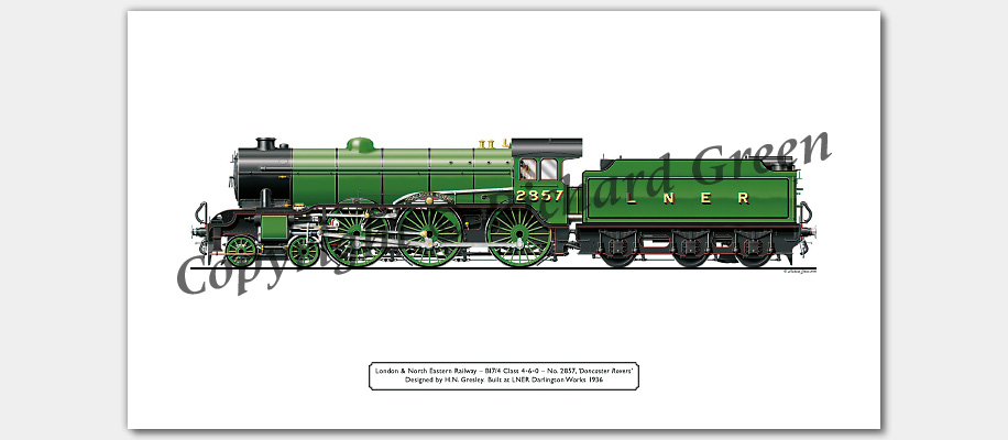 LNER B17/4 Footballer No 2857 (61657) Doncaster Rovers (H. N. Gresley) Steam Locomotive Print