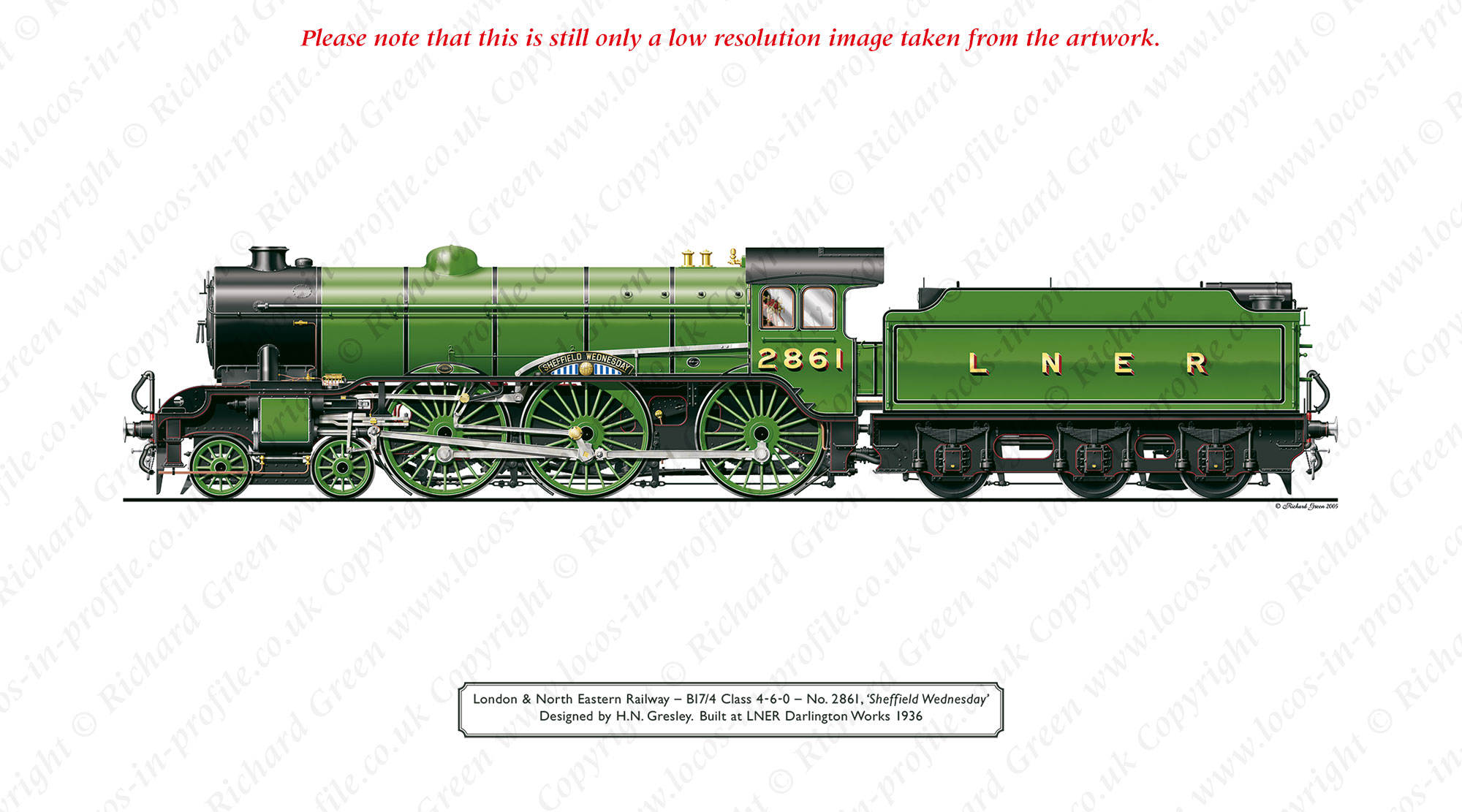 LNER B17/4 Footballer No 2861 (61661) Sheffield Wednesday (H. N. Gresley) Steam Locomotive Print