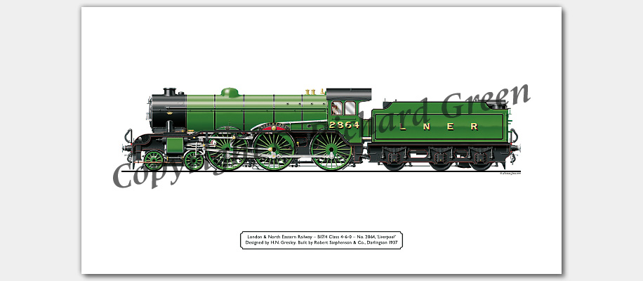 LNER B17/4 Footballer No 2864 (61664) Liverpool (H. N. Gresley) Steam Locomotive Print