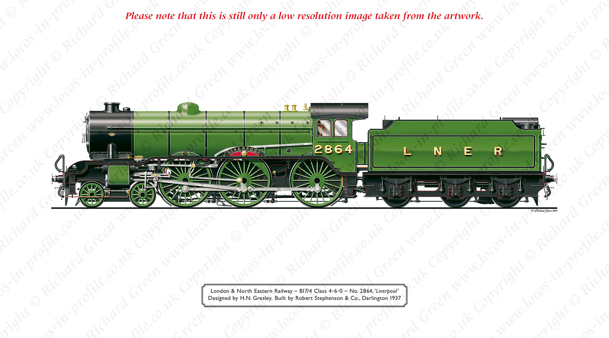 LNER B17/4 Footballer No 2864 (61664) Liverpool (H. N. Gresley) Steam Locomotive Print