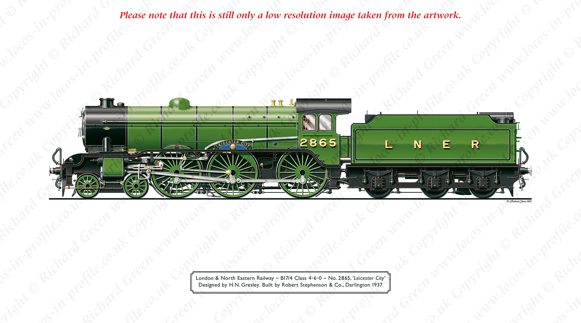 LNER B17/4 Footballer No 2865 (61665) Leicester City (H. N. Gresley) Steam Locomotive Print