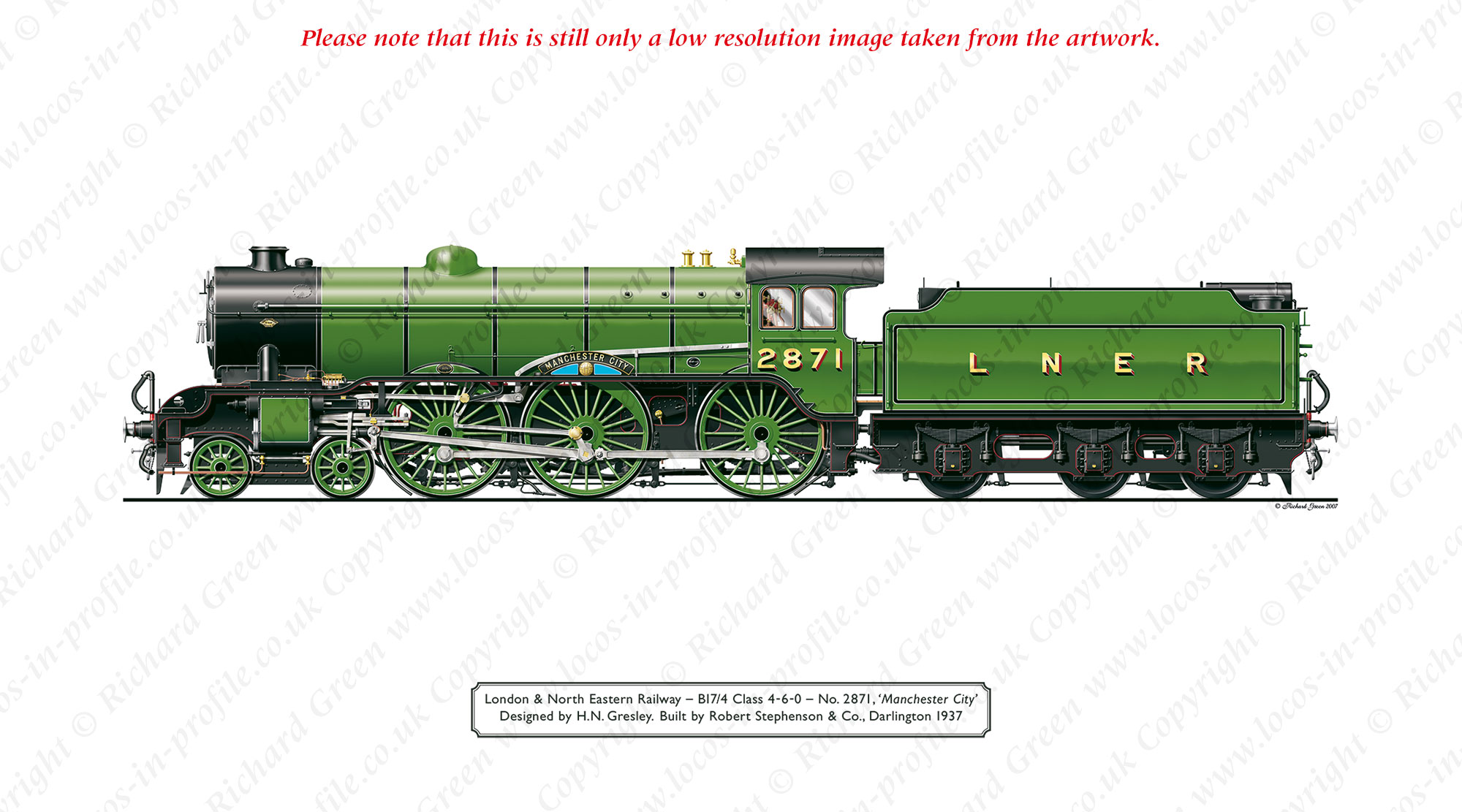 LNER B17/4 Footballer No 2871 (61671) Manchester City (H. N. Gresley) Steam Locomotive Print