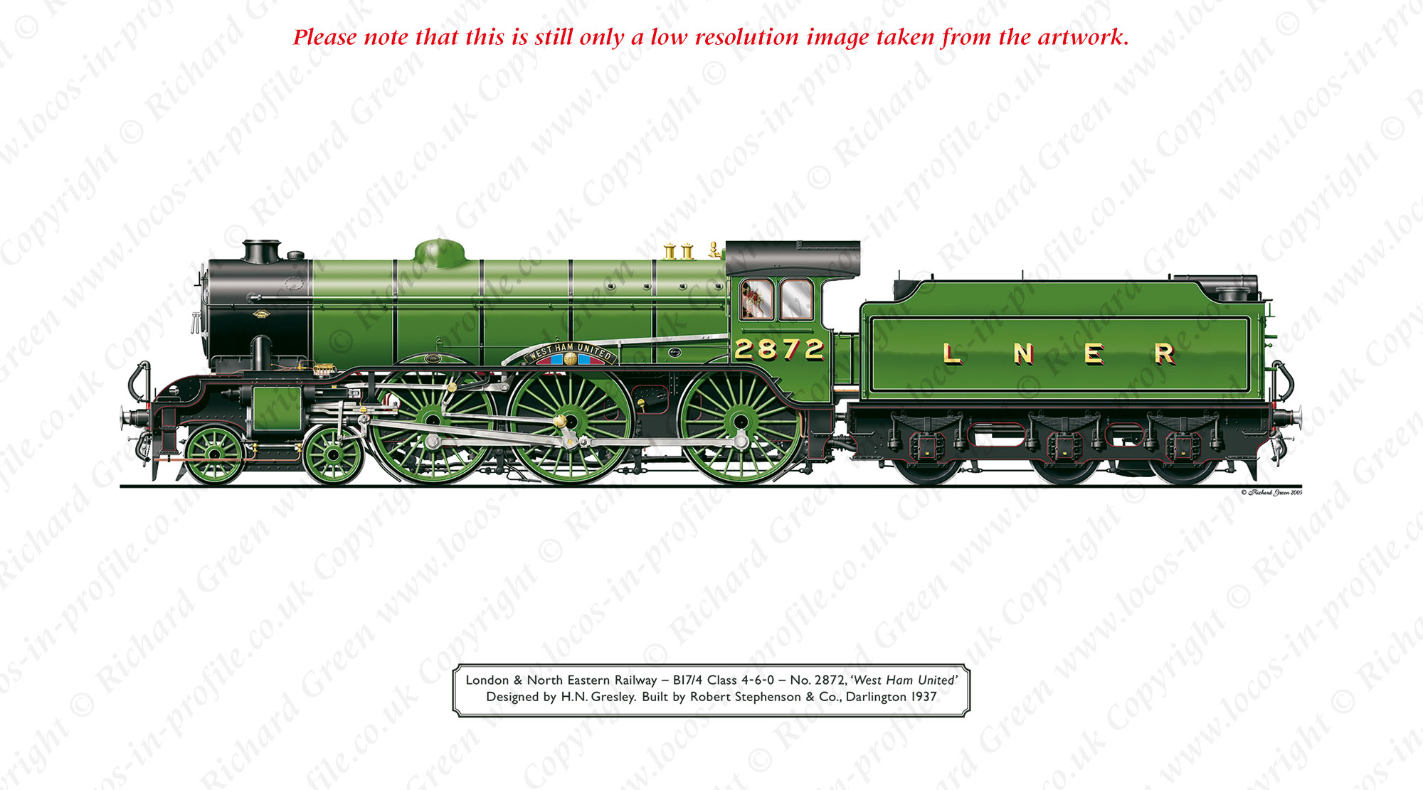 LNER B17/4 Footballer No 2872 (61672) West Ham United (H. N. Gresley) Steam Locomotive Print