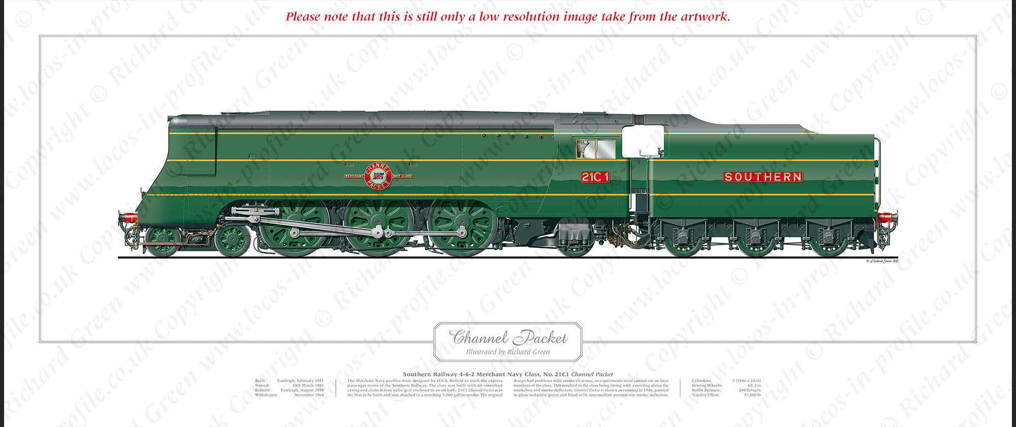 SR Merchant Navy Class No. 21C1 Channel Packet (O V S Bulleid) Steam Locomotive Print