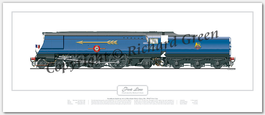 SR Merchant Navy Class No. 35027 Port Line (O V S Bulleid) Steam Locomotive Print